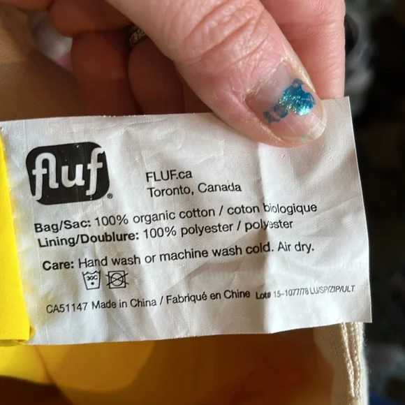 Fluf Organic Cotton Oui Reusable lunch bag with Waterproof Bottom - Picture 6 of 6